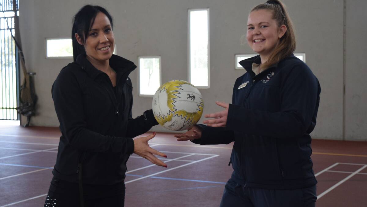 Cape Naturaliste College head of physical and health education Jacqueline Bovell shares a moment with year 11 student Ellecha Thorpe.
