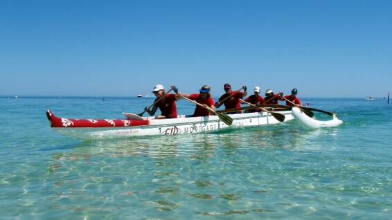 Fun on the water: The outriggers group on Geographe Bay. 