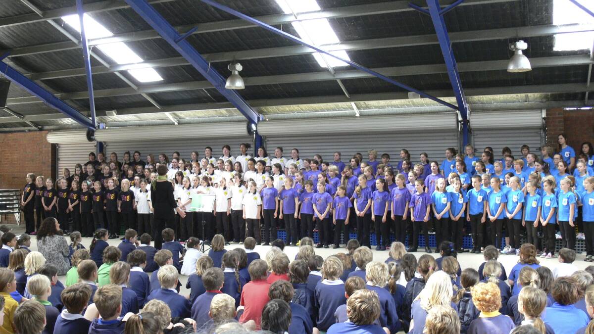 The combined choir performs at Dunsborough Primary School.