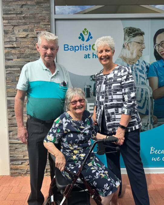 Local residents Bob and Joan Powell, with Sarah Newman, General Manager for BaptistCare At Home.