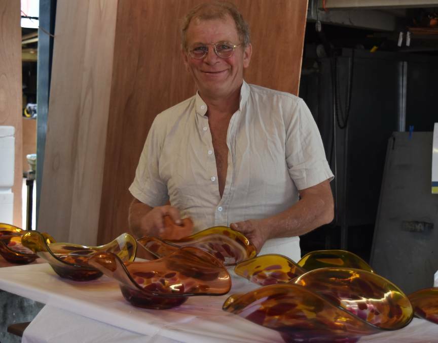 Gerry Reilly at his Margaret River studio, Melting Pot Glass. 