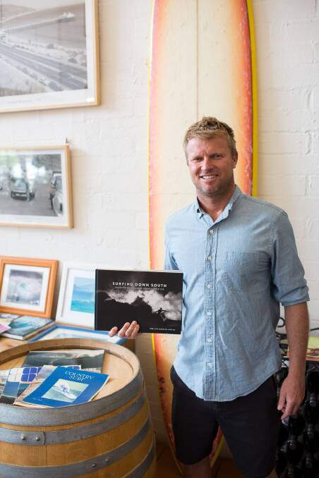 History: Champion surfer Taj Burrow went along to Aravina Estate to check out their collection of surfing memorabilia from around the South West. Photo: Kelly Harwood.