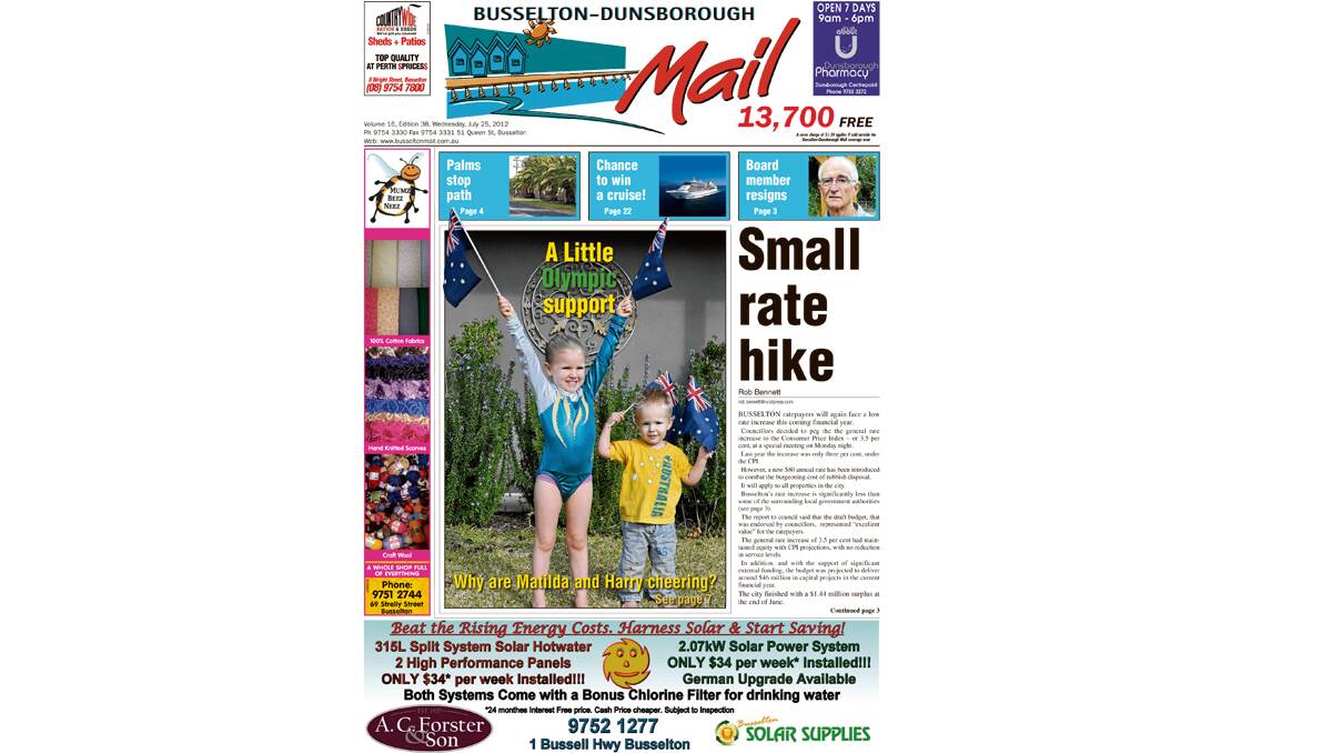 The Busselton-Dunsborough Mail's front pages from 2012.