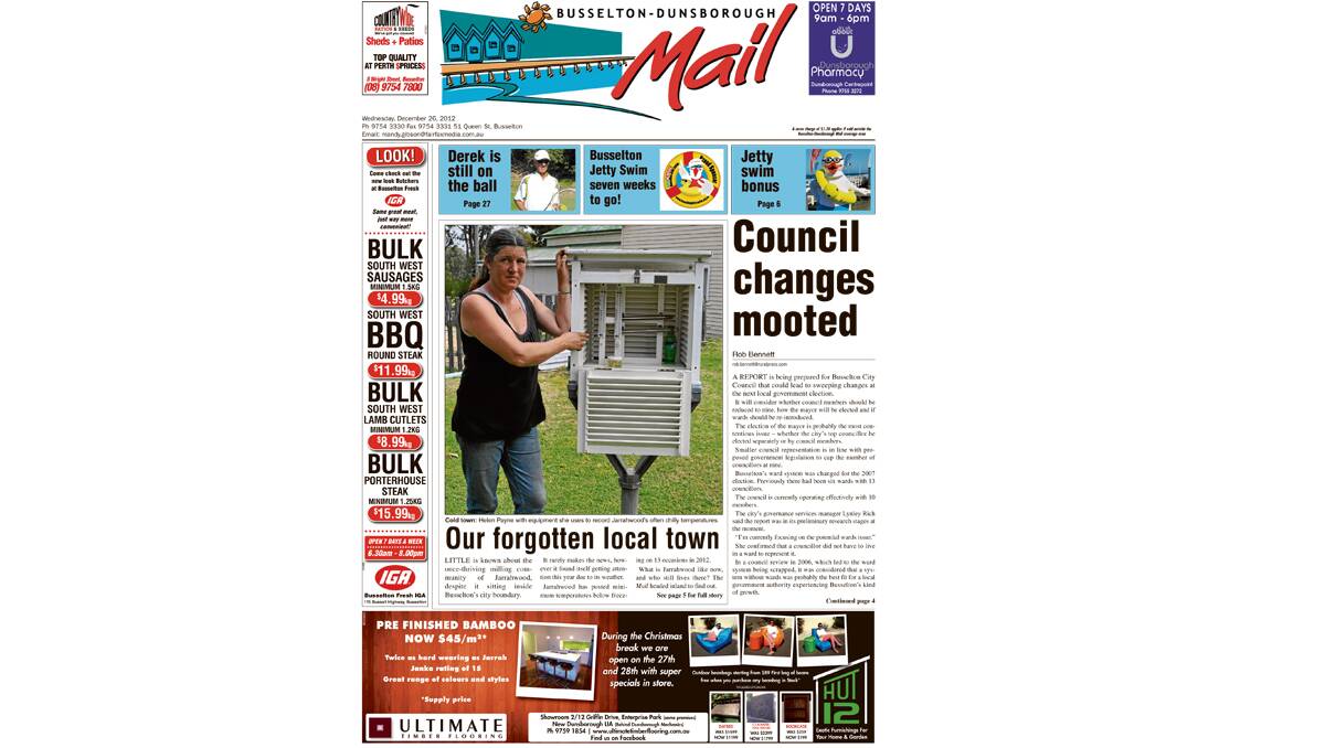 The Busselton-Dunsborough Mail front pages from 2012. 26-12-2012.