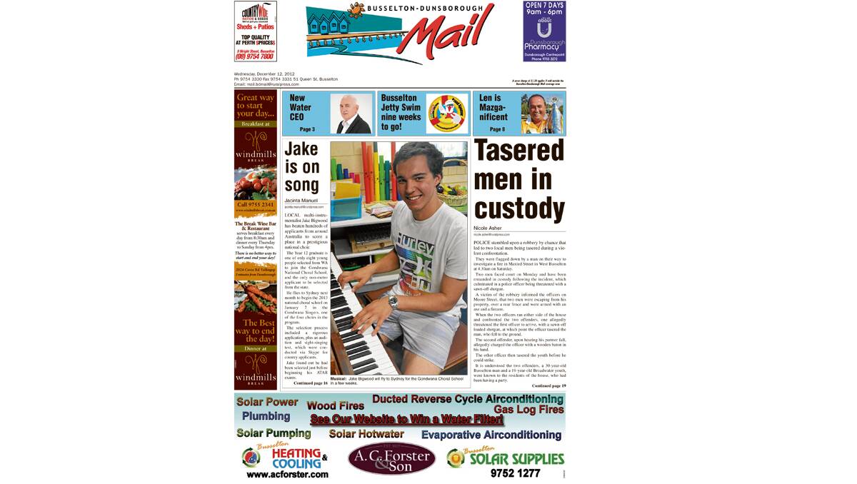 The Busselton-Dunsborough Mail front pages from 2012. 12-12-2012.