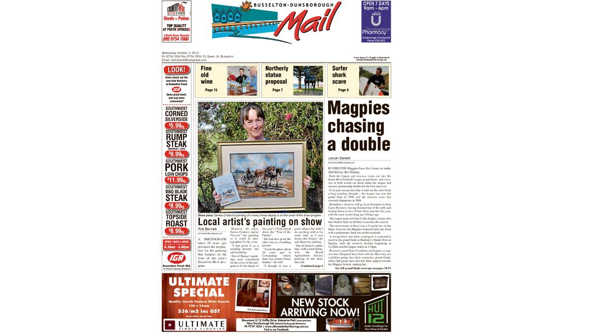 The Busselton-Dunsborough Mail front pages from 2012. 3-10-2012.