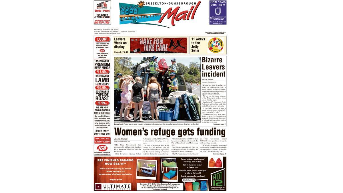 The Busselton-Dunsborough Mail front pages from 2012. 28-11-2012.