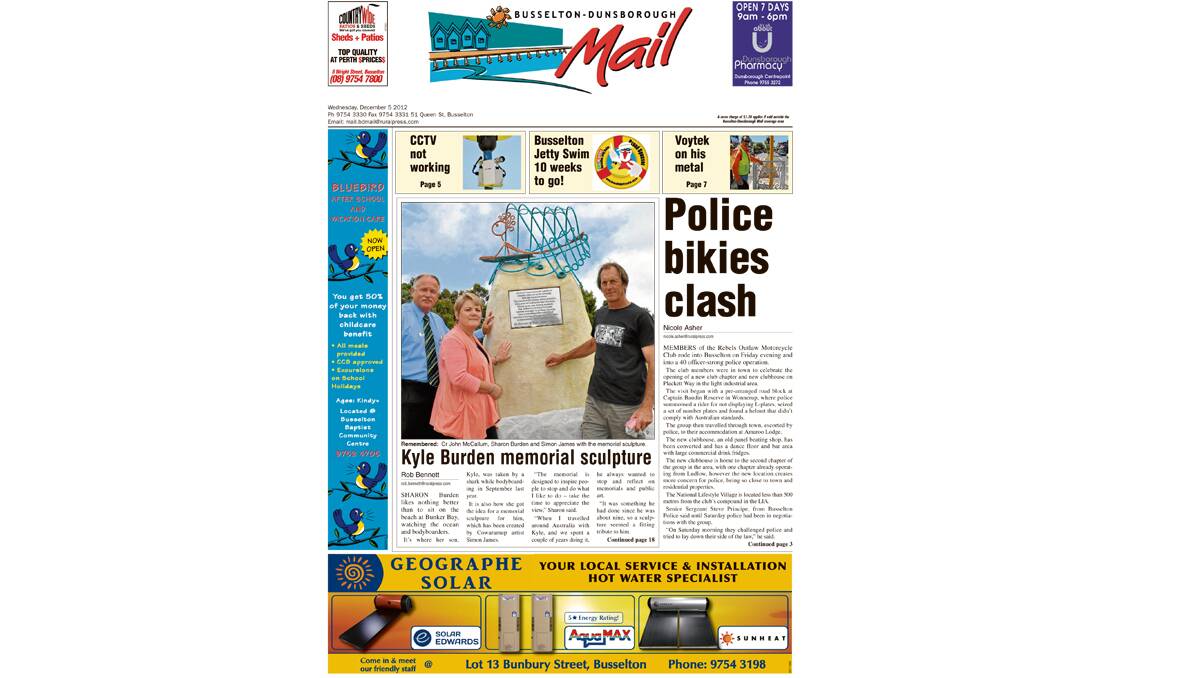 The Busselton-Dunsborough Mail front pages from 2012. 5-12-2012.