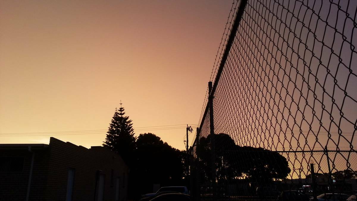 Orange skies over Esperance mid-storm.