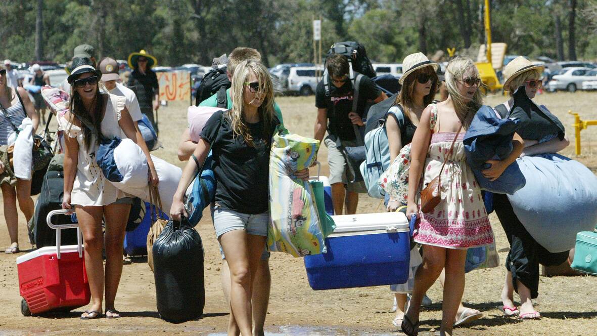 2008: Some happy campers head to the camp site