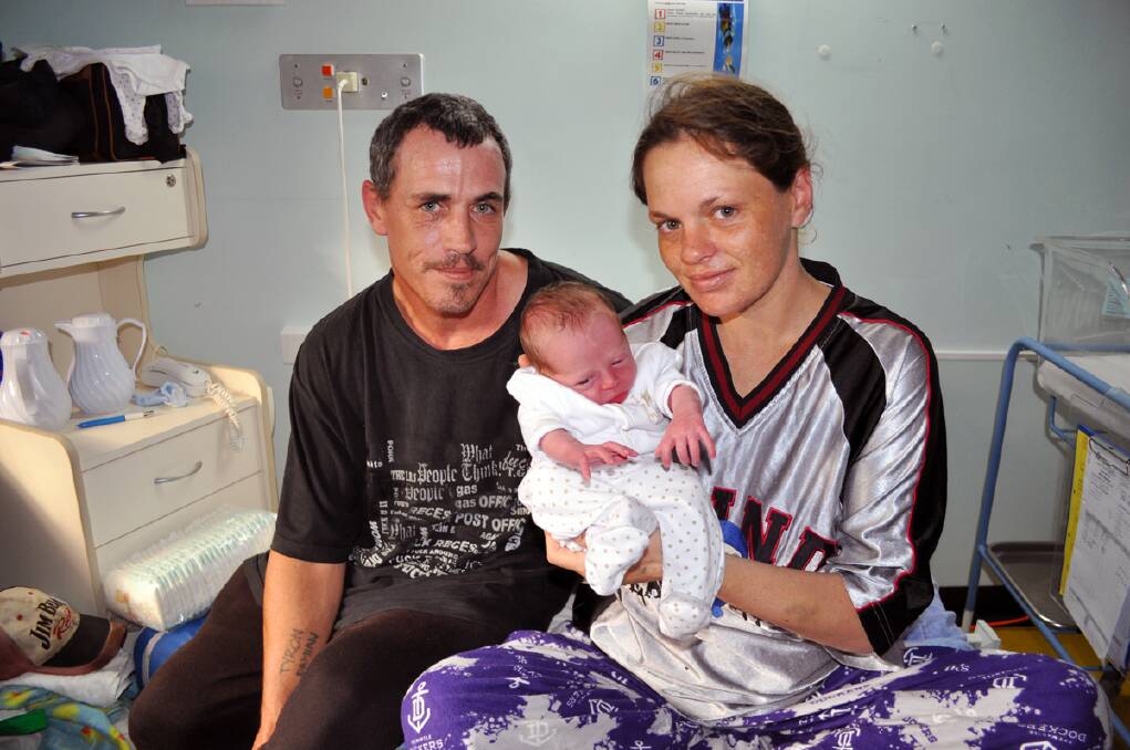 Early: Damien and Kylie Kilmurray with their baby boy who was born at Dunsborough Lakes Caravan Park.