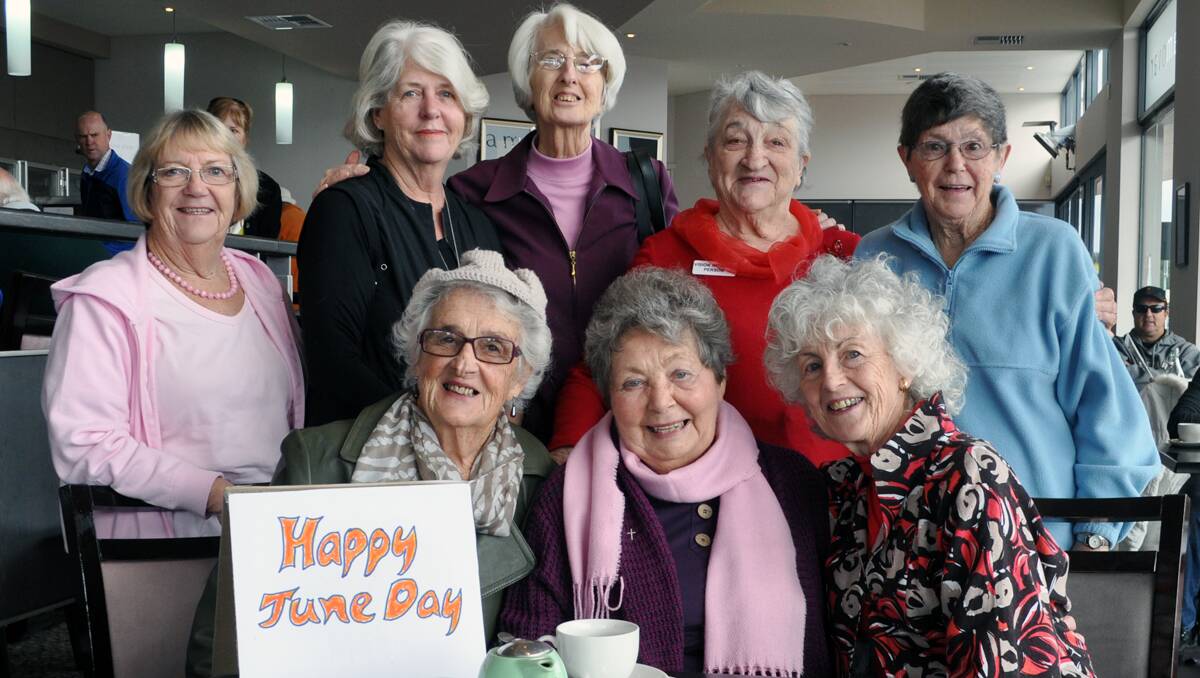 The Just Junes:  Back row, June Newbey, June Fletcher, June Woolley, June Jamieson and June Edwards.  Front row, June Walter, June Smith and June Anderson. 