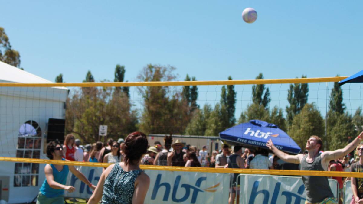 Volleyball at the HBF tent. 