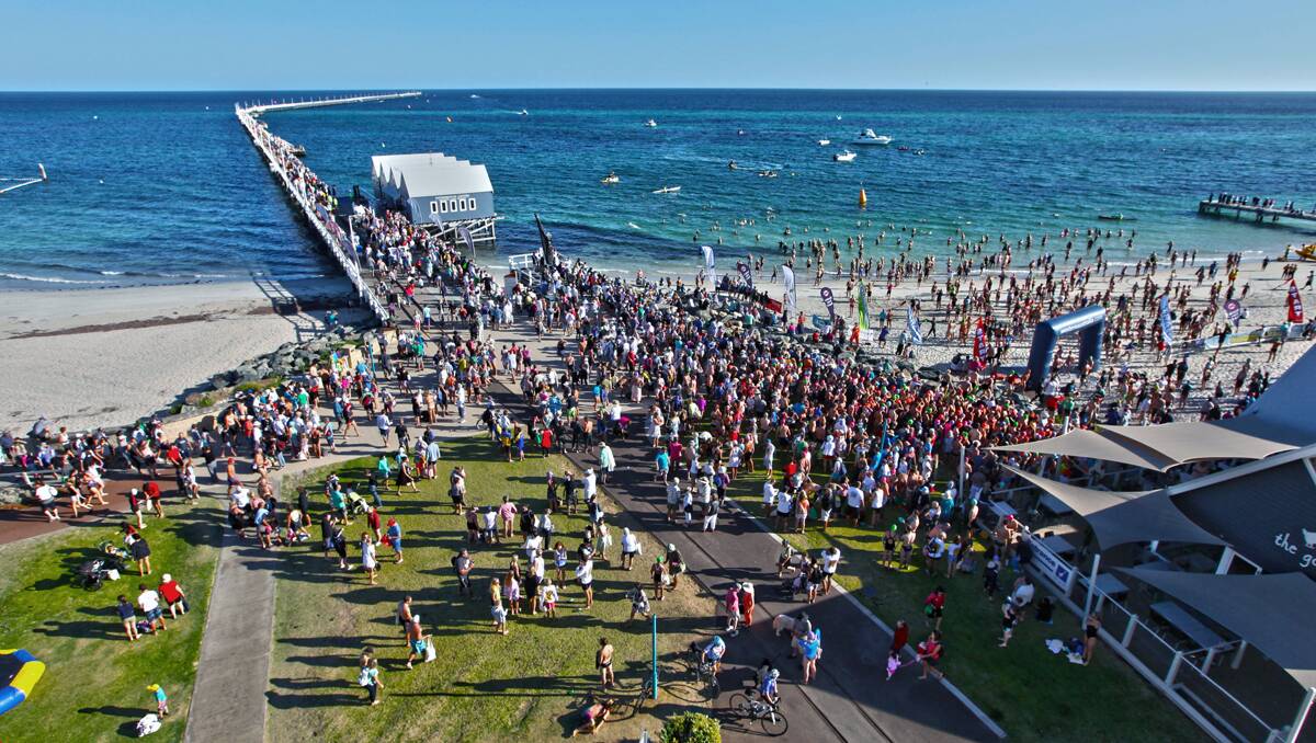 This year's Busselton Jetty Swim again attracted a huge crowd.