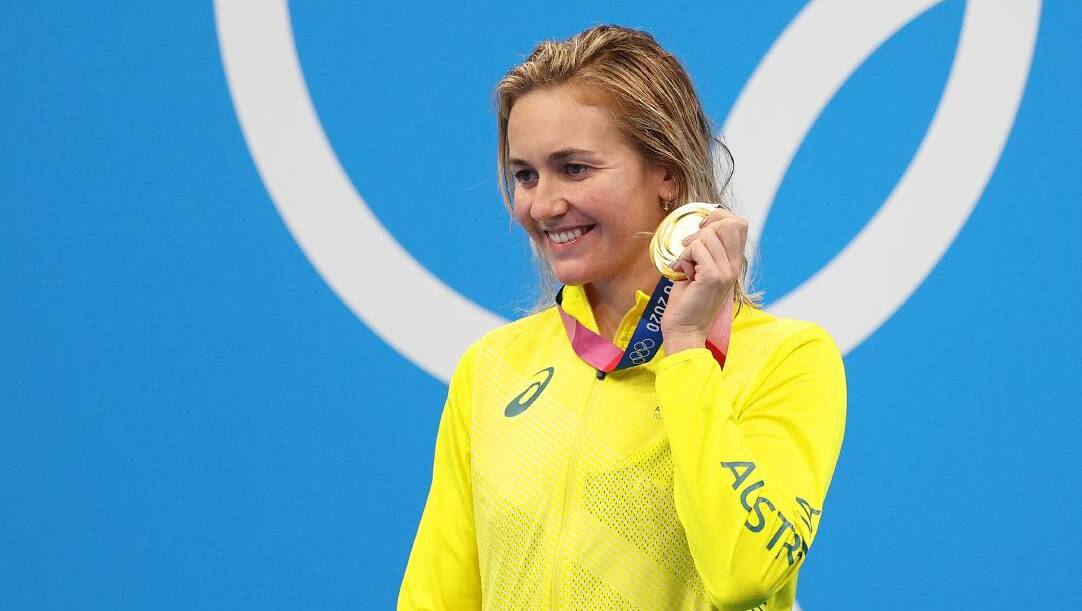  Ariarne Titmus with her first Olympic gold medal. Picture: Maddie Meyer/Getty Images