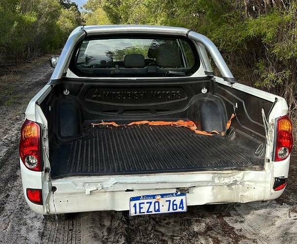 INVESTIGATION: Thieves used this stolen Mitsubishi Triton to break into a cycle shop in Busselton. Picture: WA Police.