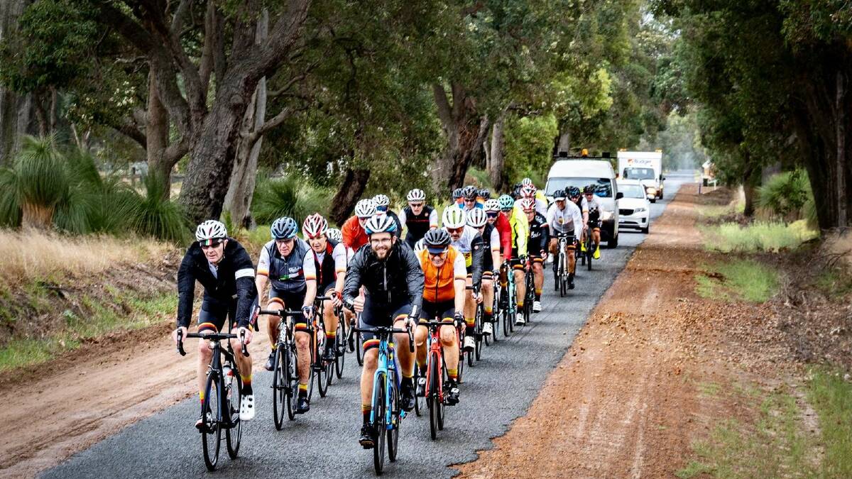 On the road: The Red Sky ride for Solaris cancer care takes 4 days and spans 650km. Picture: Supplied.