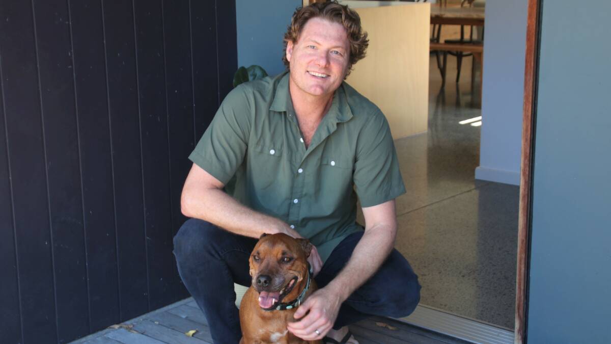 Responsible: Pet owner and actor Myles Pollard brings his dog Buck inside every night. Picture: Supplied.
