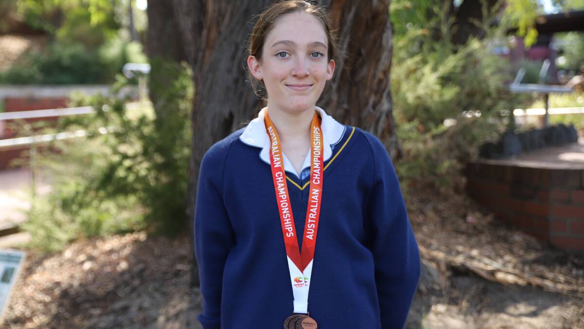 Bunbury Cathedral Grammar School student Isabella Bidesi broke a state record at the 2022 Chemist Warehouse Australian Athletics Championships. Picture: Supplied.