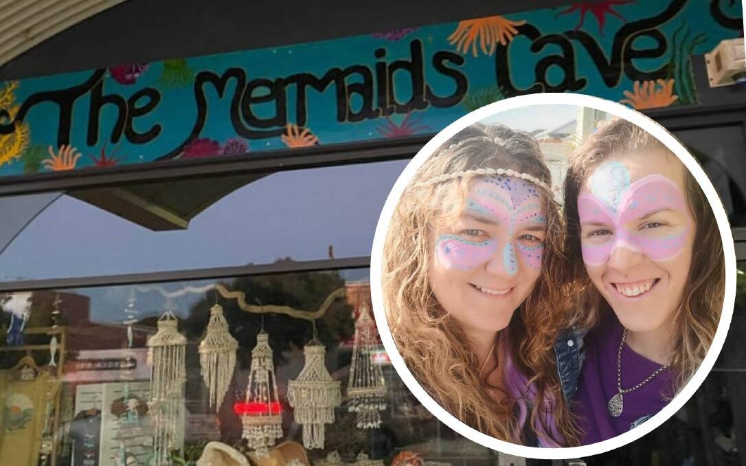 Sea-lovers: Sasha Boundy and Georgia Payne opened their 'Mermaids Cave' giftshop on Queen Street, Busselton. Pictures: Supplied.