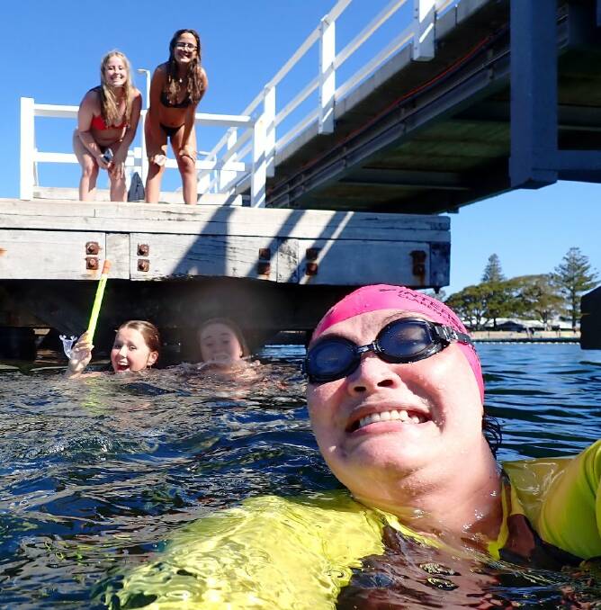 New friends: Yanti's swimming in Busselton has brought her together with other swimmers. Picture: Supplied.