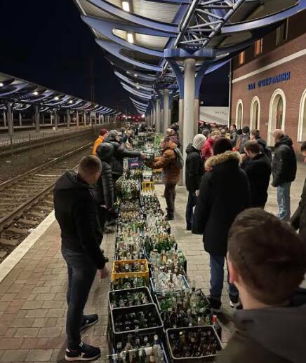 Resistance: People in Ukraine are collecting empty bottles to make Molotov cocktails. Picture: Supplied.