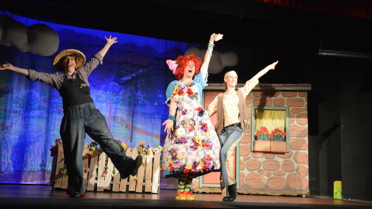 Magic and mayhem: Local actors Veronica Kelly, Drew Morgan and Caillin Thompson shine on stage in the Jack and the Beanstalk pantomime.