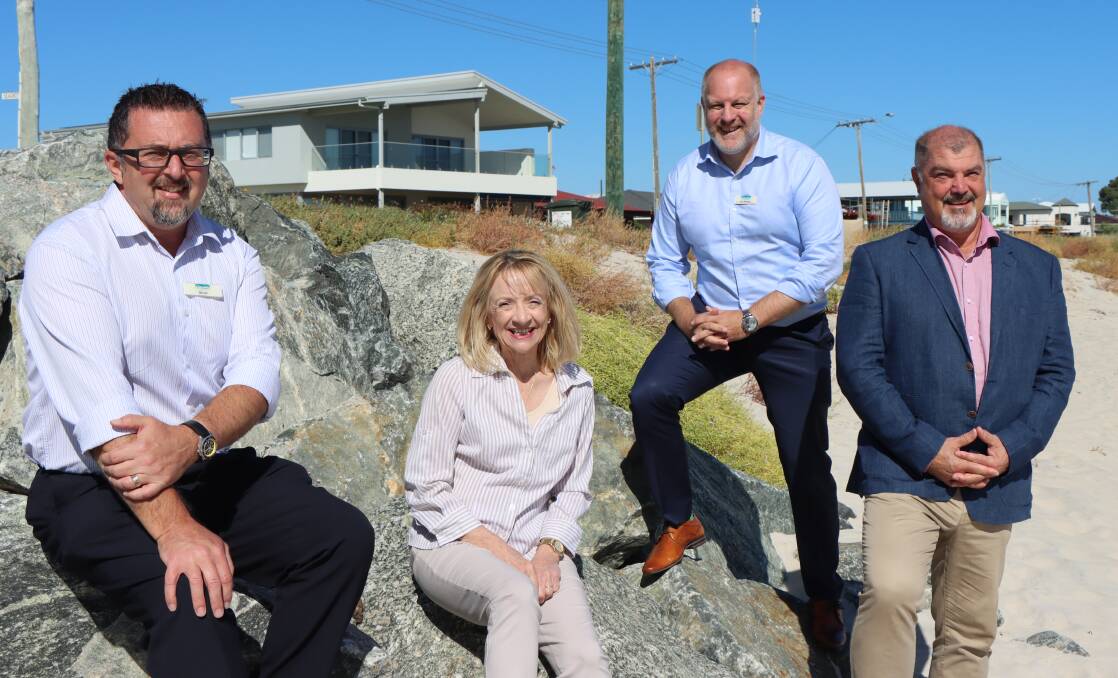 Joint project: City director of engineering Oliver Darby, MP for Forrest Nola Marino, City director of planning Paul Needham and Mayor Grant Henley welcome the flood mitigation project with the federal government. Picture: Supplied.