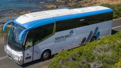 Trial: The free shuttle coaches run by South West Coach Lines will run 20 minutes after every flight arrival, every Monday, Wednesday and Saturday, on a trial basis for the next three months. Picture: South West Coach Lines.