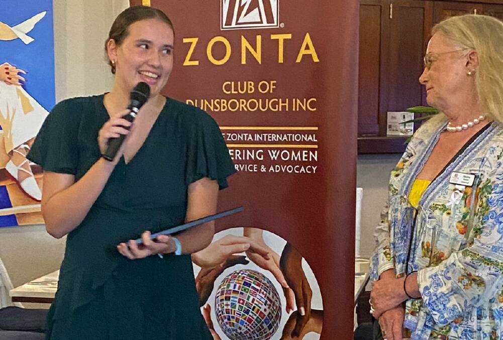 Leader: Lucy Burge receives the Young Women in Public Affairs Award at Zonta's awards presentation.