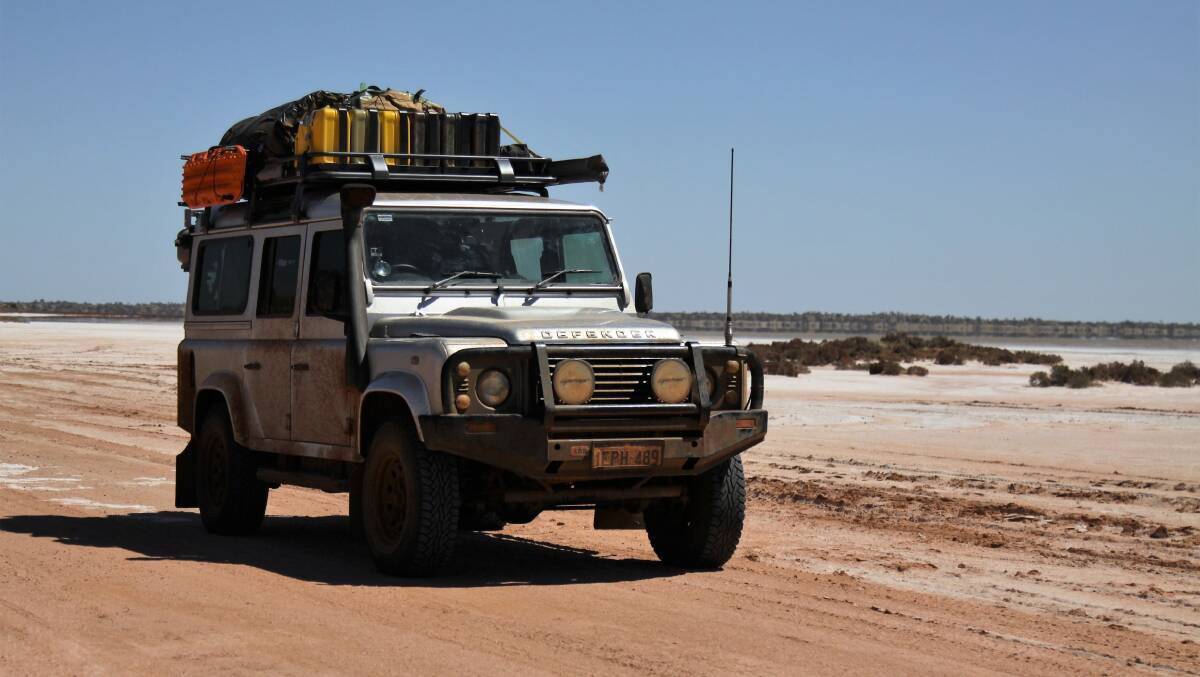 ADVENTURE: One of the Land Rovers Defenders tackling this remote adventure. Photo: Supplied.