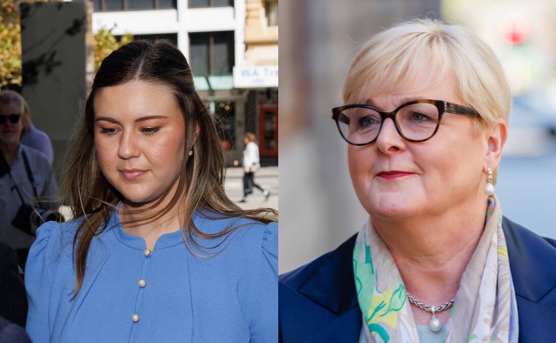Brittany Higgins (left) and her partner David Sharaz are being sued for defamation by Senator Linda Reynolds (right). Pictures by AAP Image/Richard Wainwright