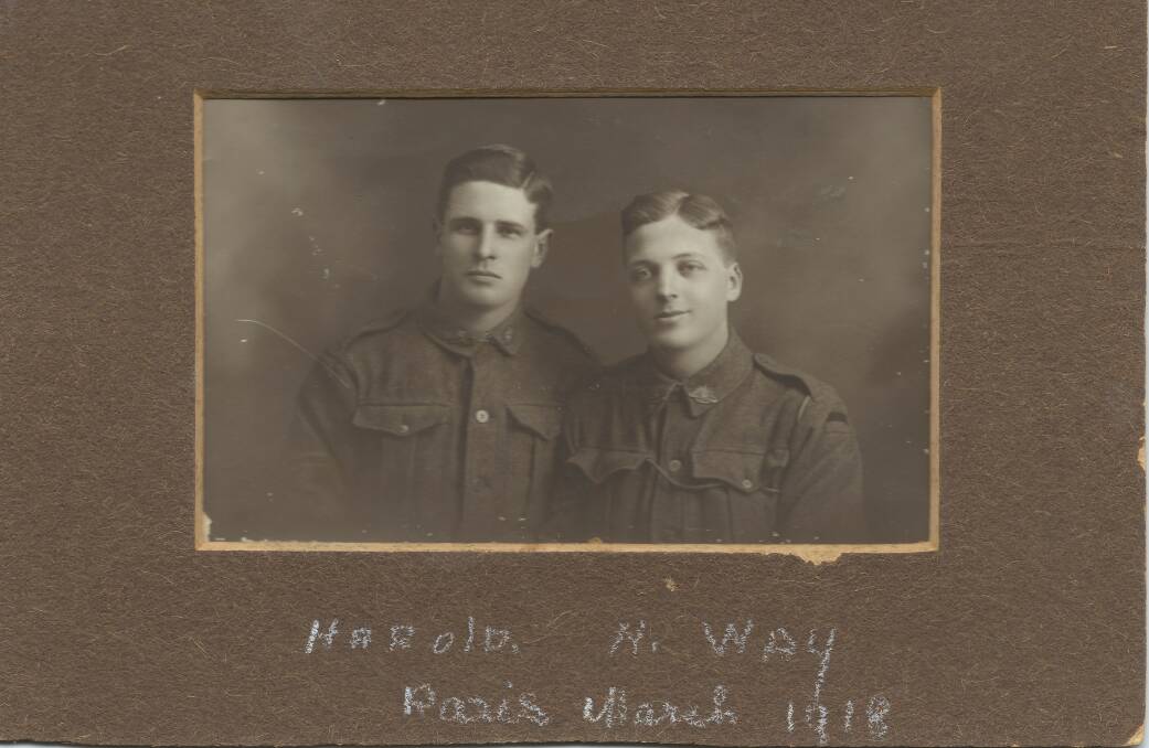 Mates: Harold Dudley Andrews and Norman Douglass Way in March 1918.