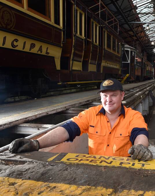 NEW JOB ON TRACK: Andy Rowe is one of two new staffers at Bendigo Tramways. The New Zealander moved to Bendigo for the job opportunity. Picture: NONI HYETT