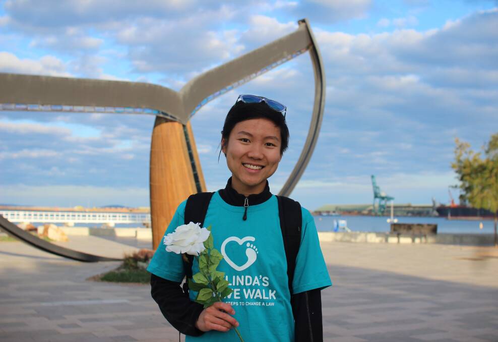 Dying with dignity: Perth woman Belinda Teh in Esperance on her walk for change to voluntary assisted dying laws. Photo: Jesinta Burton.