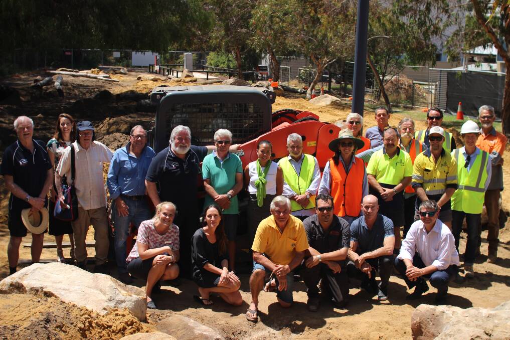 Community project: Sponsors and volunteers at the Djiljit Mia community gathering place celebrate the commencement of construction. Photo: Jesinta Burton.