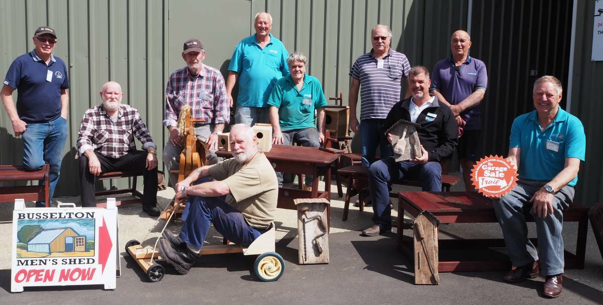 Members of Busselton Men's Shed participating in the Garage Sale Trail back in 2016. Photo: Busselton-Dunsborough Mail.
