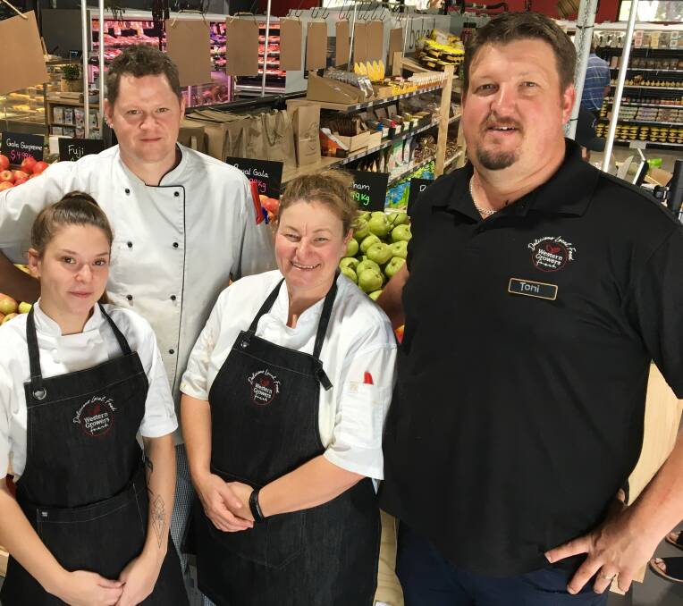Friendly team: Apprentice baker/pastry chef Emma Woodfield, kitchen manager and baker/pastry chef Joel Benbow, chef Nicole Cuthbert and store supervisor Toni Mustajbegovic.