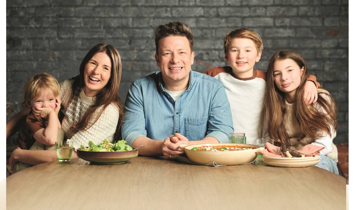 Jamie Oliver and his family making memories over the dinner table. Picture: David Loftus