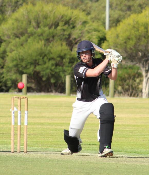 Sixteen-year-old Troyden Thorp top-scored for Busselton-Margaret River’s No. 1 side in Perth when he made 41 runs against Upper Great Southern. Photo by Vanessa Hatton.