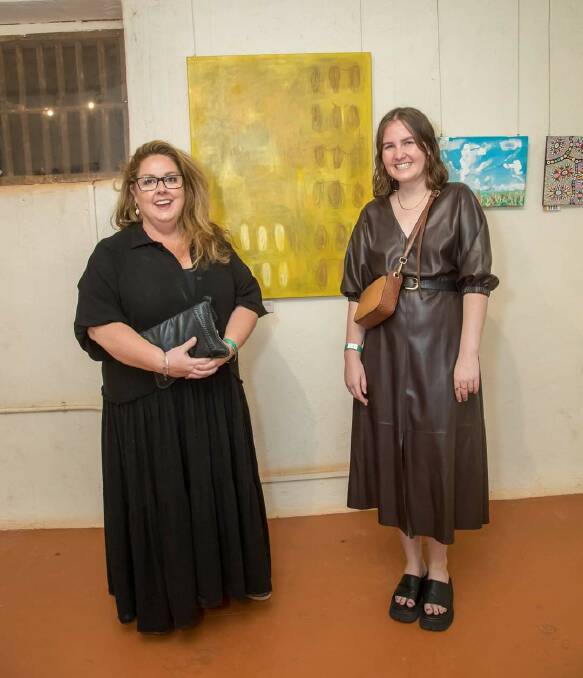  CITIC Pacific Mining sponsor of the Emerging Young Artist award Lucy Ardagh and Rose Barton with her winning work. Image by City of Karratha.