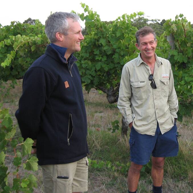  Ianto Ward and Juniper Estate chief winemaker Mark Messenger. Image supplied.