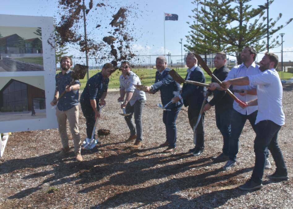 Turning the first sod on Tuesday were the brewery's directors Zeb Packard-Hair and Jason Credaro along with the City of Busselton mayor Grant Henley.