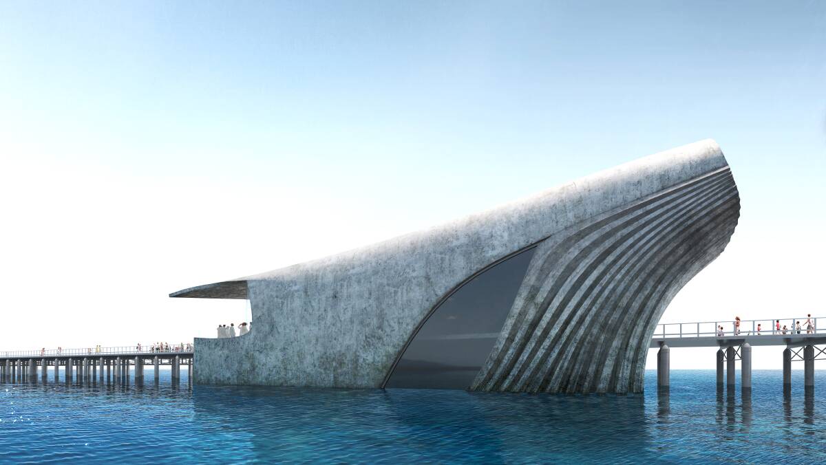 Recent community consultation has shown 70 per cent support for the Australian Underwater Discovery Centre design to resemble a giant whale in abstract form. Image supplied.