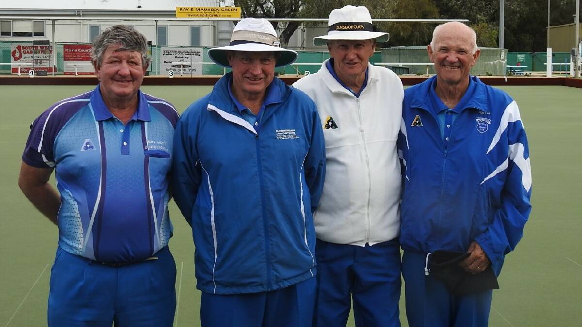 Dunsborough Bowling Club members Merv Mott,Dennis Frost, Clove Williams and Ben Tas. Image supplied.