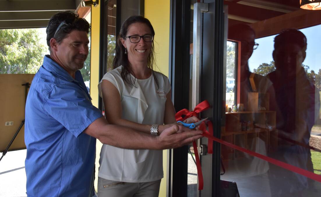 Southern Forests Honey owners Simon and Sarah Green cut the ribbon to officially open their new premises on Harmins Mill Road in Metricup.
