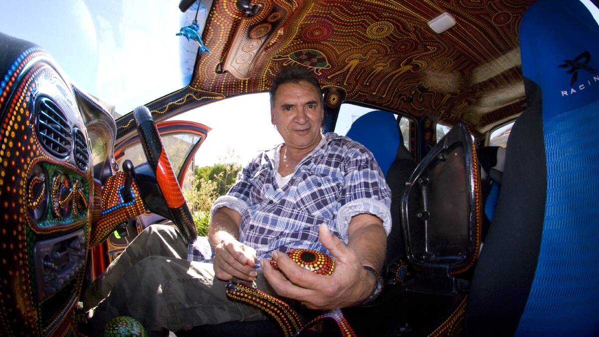 Charlie ‘Jdudin’ Riley’s art mobile will be on display at an exhibition featuring artwork, photos and documents from the stolen generation. Image supplied.
