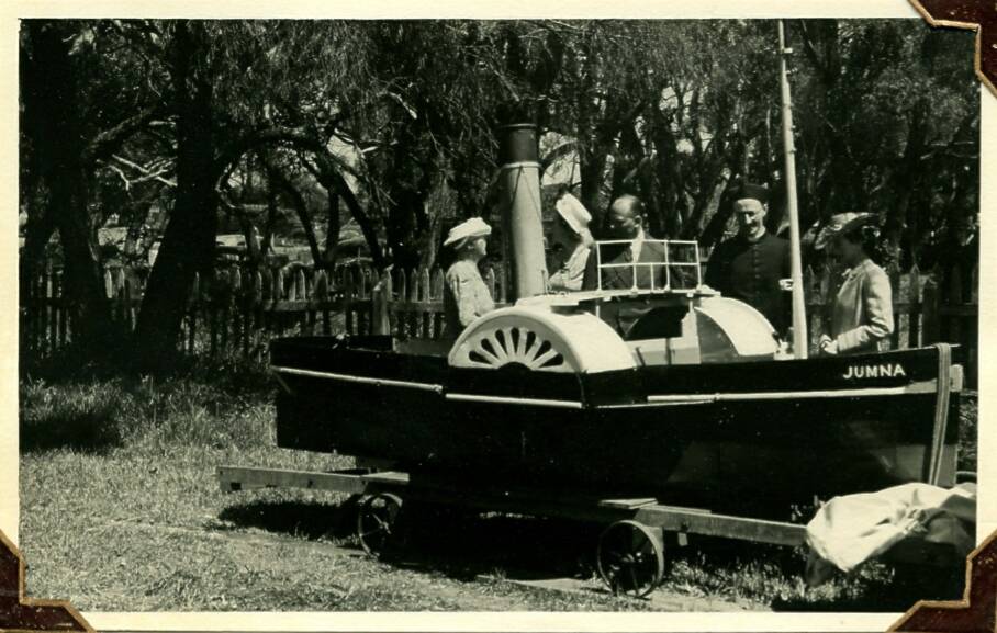 Duke and Duchess of Gloucester inspecting a paddle steamer named Jumna at St Mary's church in Busselton in 1946. Image supplied by Sid Breeden.