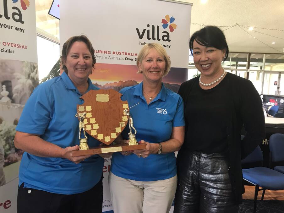Foursomes Champions Sharon Koch and Marion Fraser with Margaret Buswell. Image supplied.