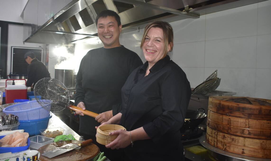 Dennis and Fiona Ngo in the kitchen at their Newtown Chinese Restaurant. 